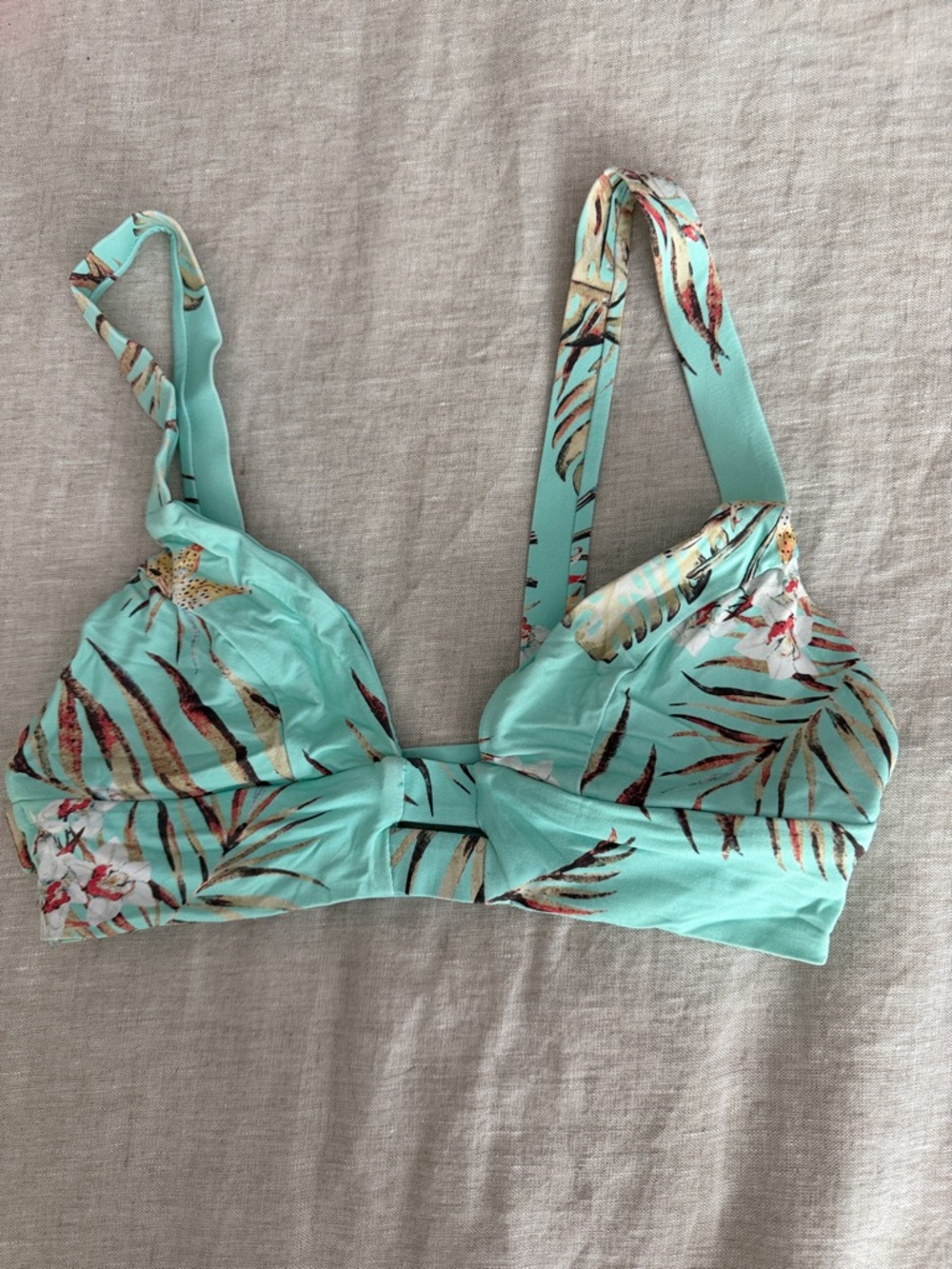 Vitamin A Aqua Tropical Leaf Bikini Top